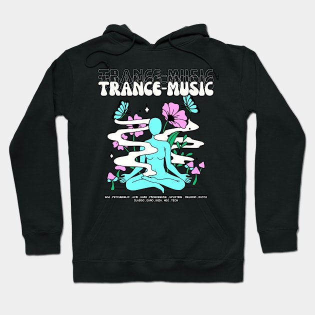 TRANCE  - Music Meditation  (blue/pink) Hoodie by DISCOTHREADZ 